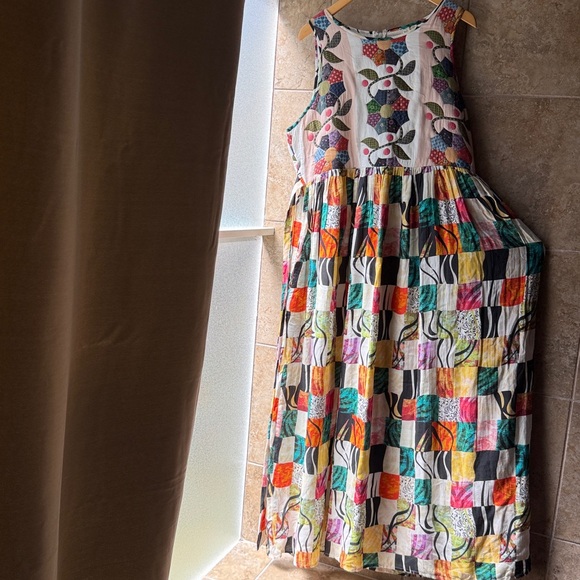 Let Me Be Quilted Patchwork Maxi Dress Anthropologie Sz L New With Tags Pockets! - Picture 16 of 16